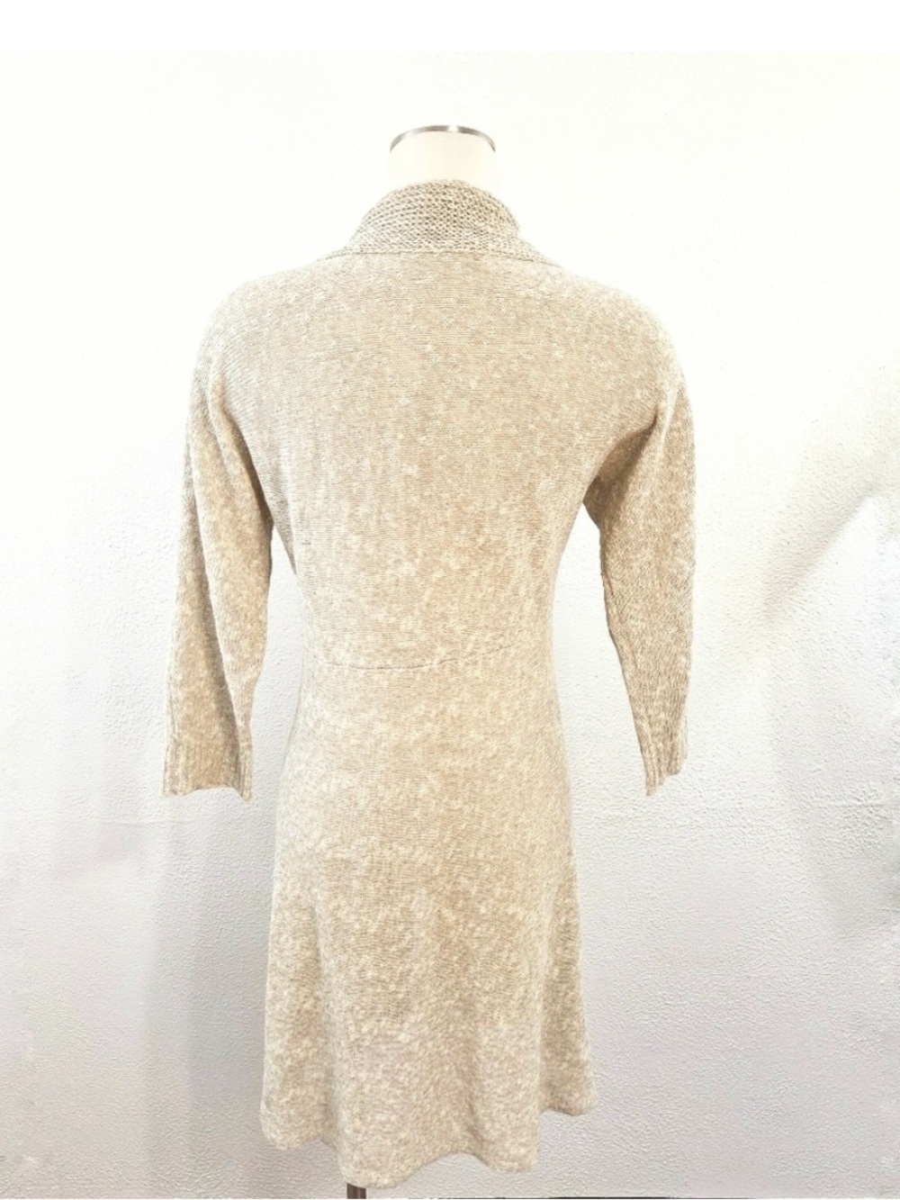 Eileen Fisher Linen Blend Long Cardigan Oatmeal Beige L - Picture 3 of 4
